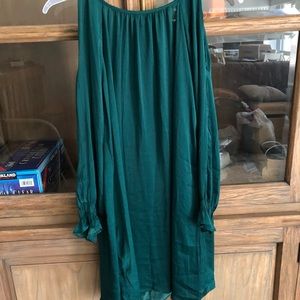 Green silk dress